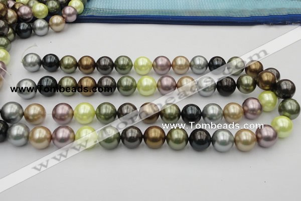 CSB381 15.5 inches 14mm round mixed color shell pearl beads