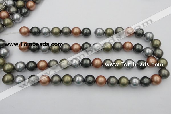 CSB382 15.5 inches 14mm round mixed color shell pearl beads