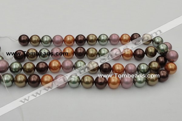 CSB383 15.5 inches 14mm round mixed color shell pearl beads