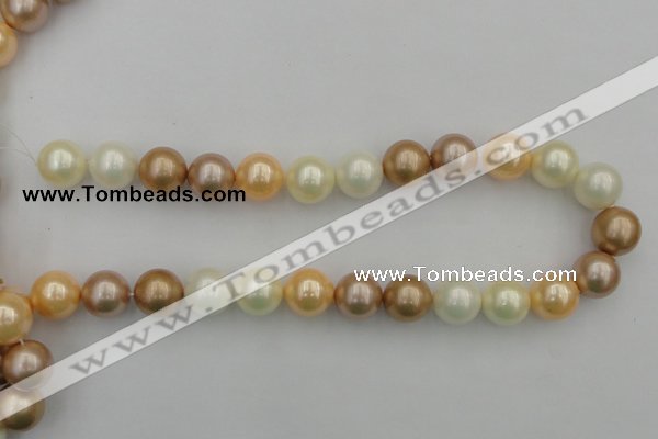 CSB392 15.5 inches 16mm round mixed color shell pearl beads