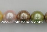 CSB393 15.5 inches 16mm round mixed color shell pearl beads