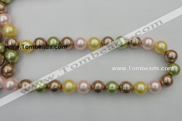 CSB393 15.5 inches 16mm round mixed color shell pearl beads