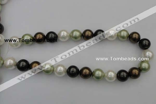 CSB396 15.5 inches 16mm round mixed color shell pearl beads