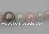 CSB406 15.5 inches 8mm - 16mm round mixed color shell pearl beads