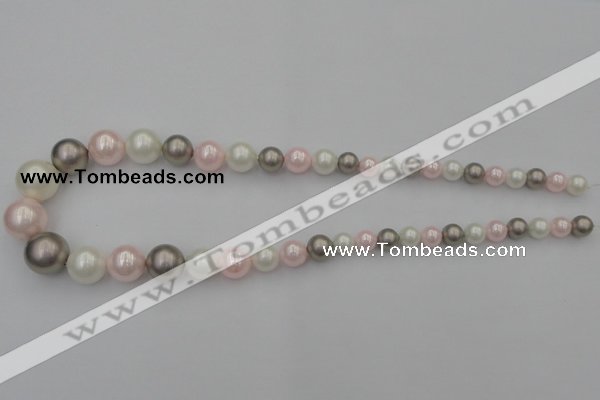 CSB406 15.5 inches 8mm - 16mm round mixed color shell pearl beads