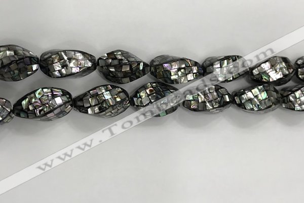 CSB4071 15.5 inches 14*26mm twisted rice abalone shell beads wholesale