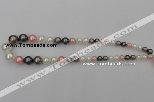 CSB408 15.5 inches 8mm - 16mm round mixed color shell pearl beads