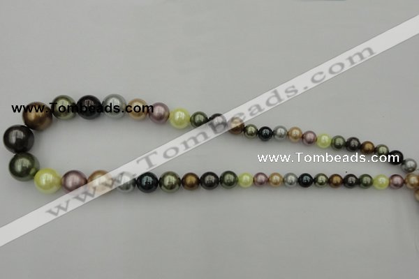 CSB409 15.5 inches 8mm - 16mm round mixed color shell pearl beads