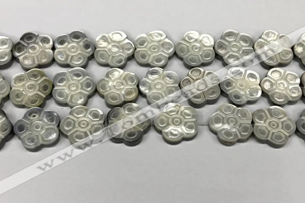 CSB4107 15.5 inches 20mm carved flower abalone shell beads