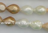 CSB415 12*15.5mm faceted teardrop mixed color shell pearl beads