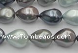 CSB417 12*15.5mm faceted teardrop mixed color shell pearl beads