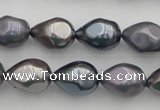 CSB418 12*15.5mm faceted teardrop mixed color shell pearl beads