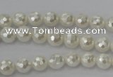 CSB450 15.5 inches 6mm faceted round shell pearl beads