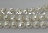 CSB451 15.5 inches 8mm faceted round shell pearl beads