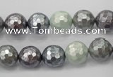 CSB461 15.5 inches 10mm faceted round mixed color shell pearl beads