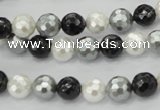 CSB470 15.5 inches 8mm faceted round mixed color shell pearl beads