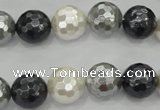 CSB473 15.5 inches 14mm faceted round mixed color shell pearl beads