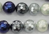 CSB484 15.5 inches 16mm faceted round mixed color shell pearl beads