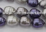 CSB551 15.5 inches 12*15mm whorl teardrop mixed color shell pearl beads