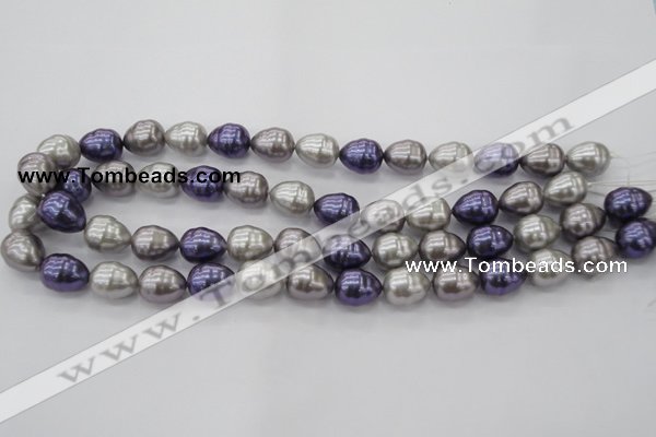 CSB551 15.5 inches 12*15mm whorl teardrop mixed color shell pearl beads