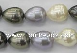 CSB552 15.5 inches 12*15mm whorl teardrop mixed color shell pearl beads