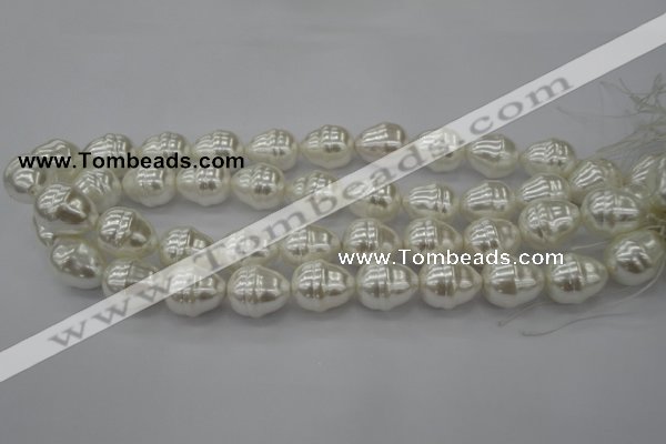 CSB570 15.5 inches 16*19mm whorl teardrop shell pearl beads