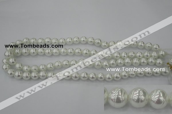 CSB600 15.5 inches 10mm whorl round shell pearl beads