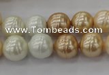 CSB611 15.5 inches 12mm whorl round mixed color shell pearl beads