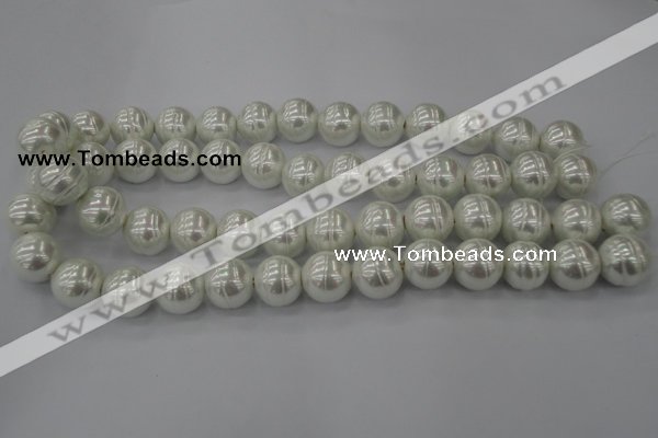 CSB635 15.5 inches 16mm whorl round shell pearl beads