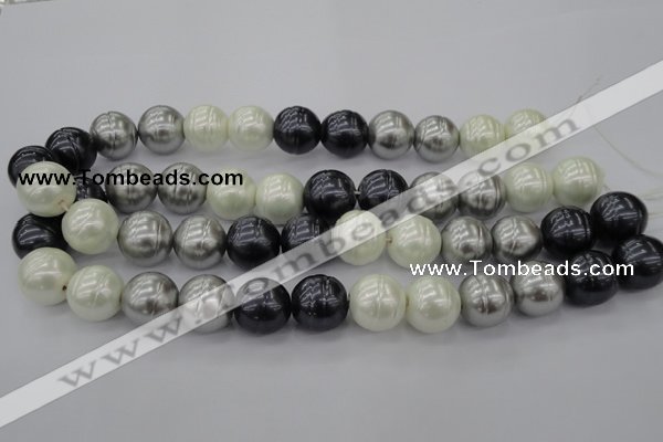 CSB650 15.5 inches 18mm whorl round mixed color shell pearl beads