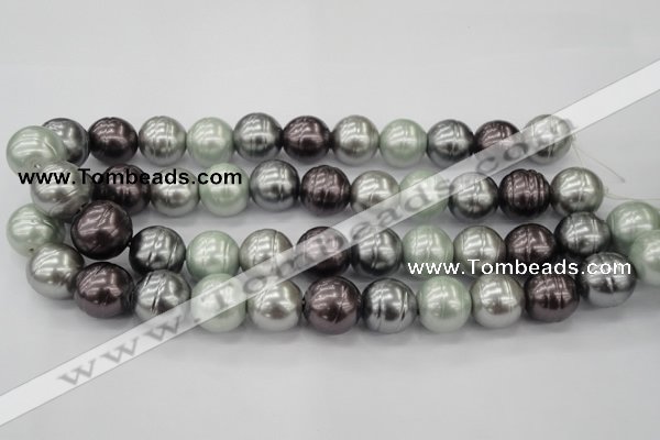 CSB651 15.5 inches 18mm whorl round mixed color shell pearl beads