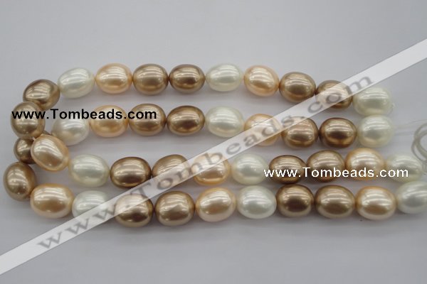 CSB678 15.5 inches 16*19mm oval mixed color shell pearl beads