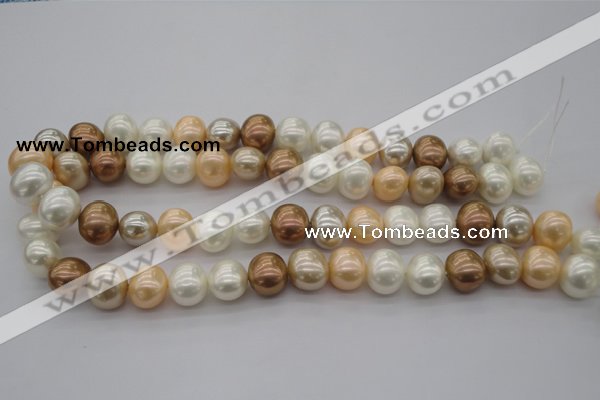 CSB695 15.5 inches 13*15mm oval mixed color shell pearl beads