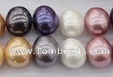 CSB696 15.5 inches 13*15mm oval mixed color shell pearl beads