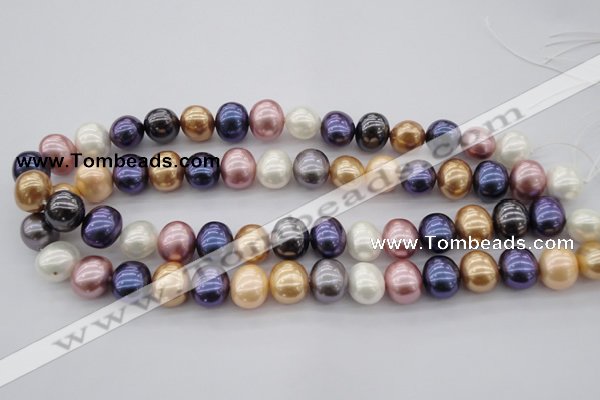 CSB696 15.5 inches 13*15mm oval mixed color shell pearl beads