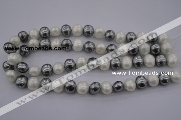 CSB697 15.5 inches 13*15mm oval mixed color shell pearl beads