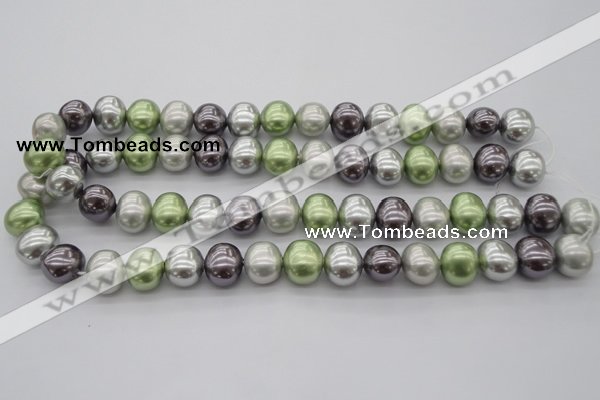 CSB698 15.5 inches 13*15mm oval mixed color shell pearl beads