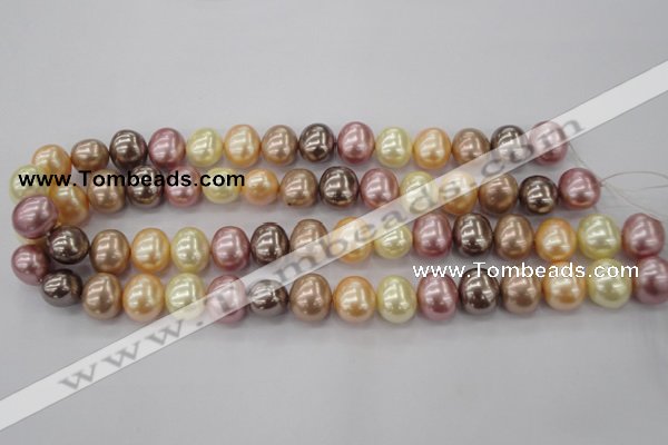 CSB699 15.5 inches 13*15mm oval mixed color shell pearl beads