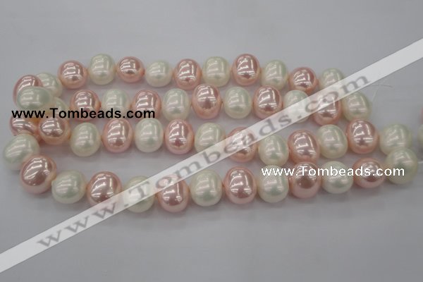 CSB712 15.5 inches 16*19mm oval mixed color shell pearl beads