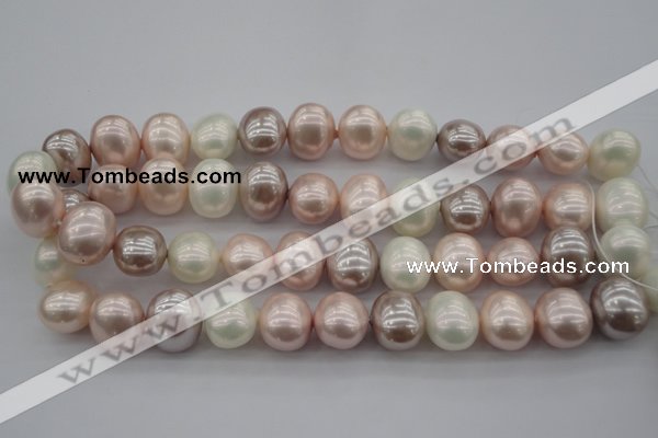 CSB713 15.5 inches 16*19mm oval mixed color shell pearl beads