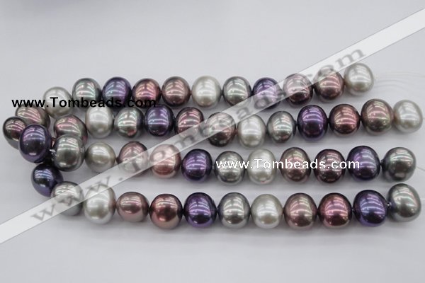 CSB714 15.5 inches 16*19mm oval mixed color shell pearl beads