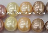 CSB715 15.5 inches 16*19mm oval mixed color shell pearl beads
