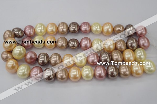 CSB715 15.5 inches 16*19mm oval mixed color shell pearl beads