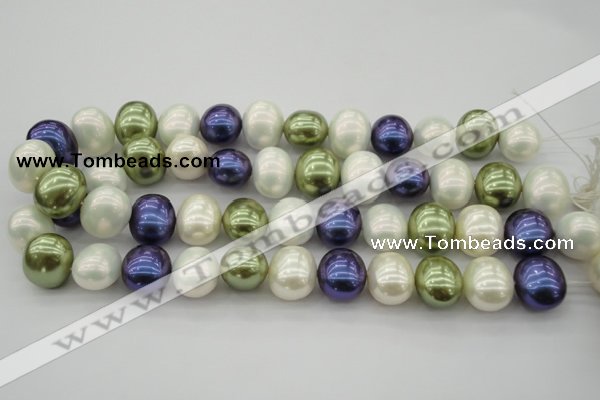 CSB717 15.5 inches 16*19mm oval mixed color shell pearl beads