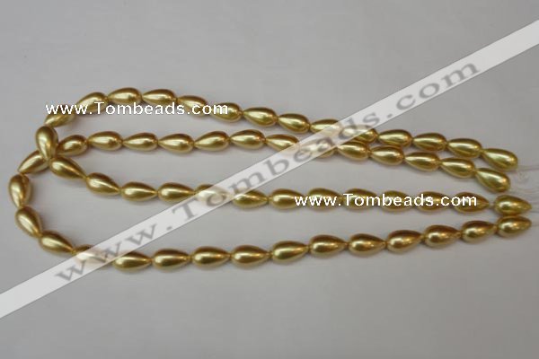 CSB857 15.5 inches 8*14mm teardrop shell pearl beads wholesale