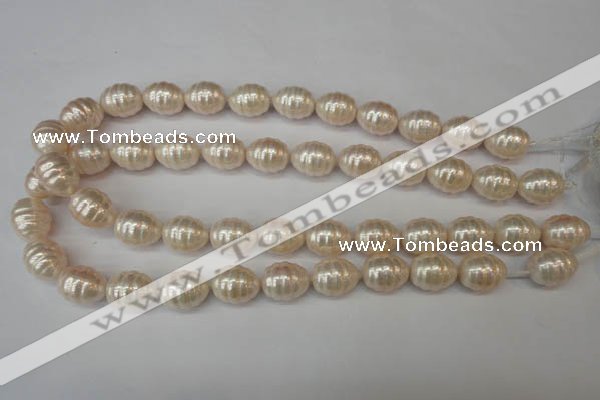 CSB885 15.5 inches 13*16mm whorl teardrop shell pearl beads wholesale