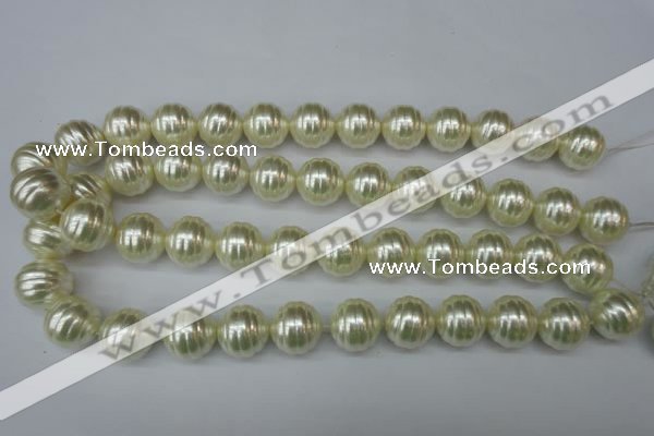 CSB896 15.5 inches 16mm whorl round shell pearl beads wholesale