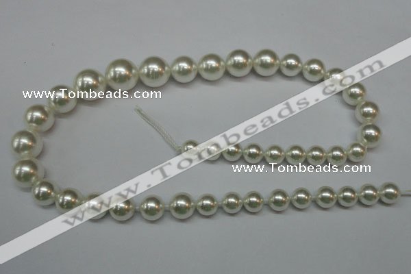 CSB920 15.5 inches 8mm - 14mm round shell pearl beads wholesale