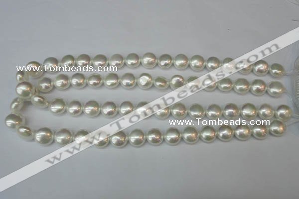 CSB940 15.5 inches 12mm flat round shell pearl beads wholesale