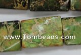 CSE142 18*25mm twisted rectangle dyed natural sea sediment jasper beads